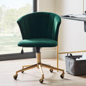 Kendall Velvet Office Chair Green/Brown