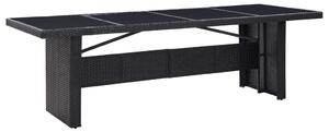 Garden Table Black 240x90x74 cm Poly Rattan and Glass