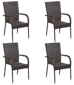 Stackable Outdoor Chairs 4 pcs Poly Rattan Brown