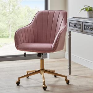 Connie Pleated Velvet Office Chair Pink