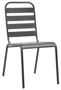 Outdoor Chairs 4 pcs Slatted Design Steel Dark Grey