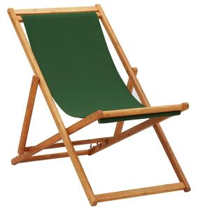 Folding Beach Chair Eucalyptus Wood and Fabric Green