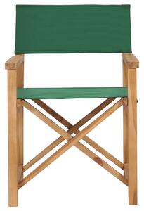 Folding Director's Chair Solid Teak Wood Green