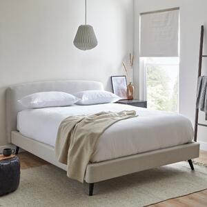 Modern Curved Upholstered Bed Frame Light Grey