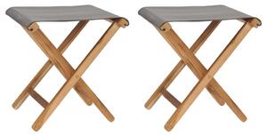 Folding Chairs 2 pcs Solid Teak Wood and Fabric Dark Grey