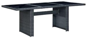 Garden Table Dark Grey Poly Rattan and Tempered Glass