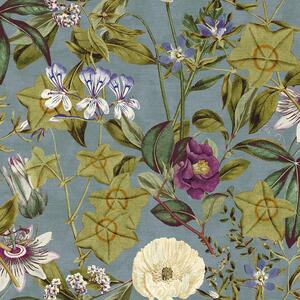 Passiflora Curtain Fabric Slate Amethyst