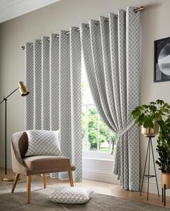 Cotswold Ready Made Lined Eyelet Curtains Silver