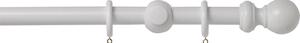 White Wood 28mm Curtain Pole with Ball Finials - 3m