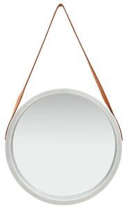 Wall Mirror with Strap 50 cm Silver