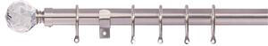 Satin Steel Fixed Curtain Pole With Crystal Finial 1.2m