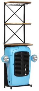 Tractor Wine Cabinet Blue 49x31x170 cm Solid Mango Wood