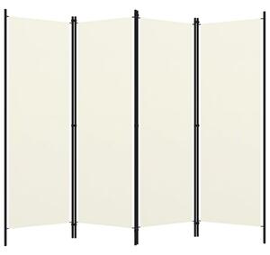 4-Panel Room Divider Cream White 200x180 cm