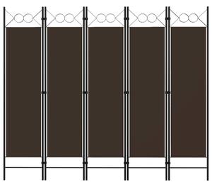 5-Panel Room Divider Brown 200x180 cm