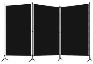 3-Panel Room Divider Black 260x180 cm