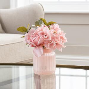 Artificial Roses Arrangement in Pink Vase 15cm Pink