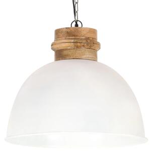 Industrial Hanging Lamp White Round 50 cm E27 Solid Mango Wood
