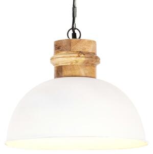 Industrial Hanging Lamp White Round 42 cm E27 Solid Mango Wood