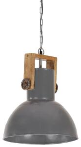 Industrial Hanging Lamp 25 W Grey Round Mango Wood 32 cm E27