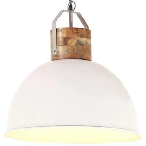 Industrial Hanging Lamp White Round 51 cm E27 Solid Mango Wood