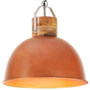 Industrial Hanging Lamp Copper Round 51 cm E27 Solid Mango Wood