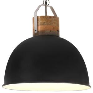 Industrial Hanging Lamp Black Round 51 cm E27 Solid Mango Wood