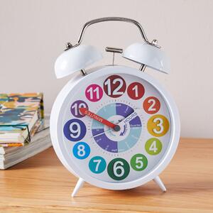 Tell The Time 18cm Alarm Clock Multi White