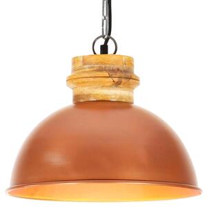 Industrial Hanging Lamp Copper Round 32 cm E27 Solid Mango Wood
