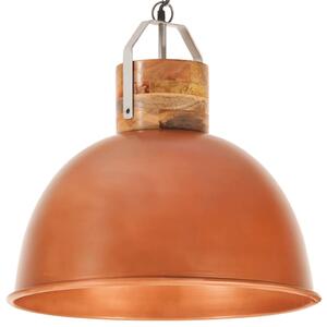 Industrial Hanging Lamp Copper Round 51 cm E27 Solid Mango Wood