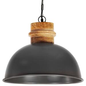 Industrial Hanging Lamp Grey Round 42 cm E27 Solid Mango Wood