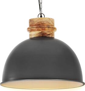 Industrial Hanging Lamp Grey Round 50 cm E27 Solid Mango Wood