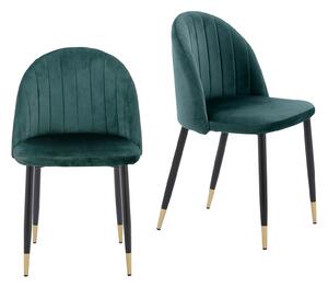 Illona Velvet Dining Chairs - Set of 2 - Emerald