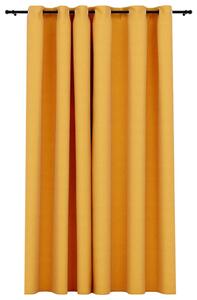 Linen-Look Blackout Curtains with Grommets Yellow 290x245cm
