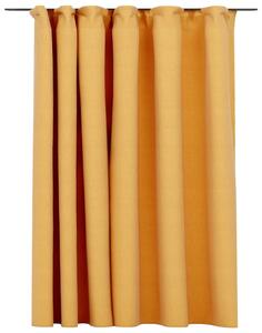 Linen-Look Blackout Curtain with Hooks Yellow 290x245 cm
