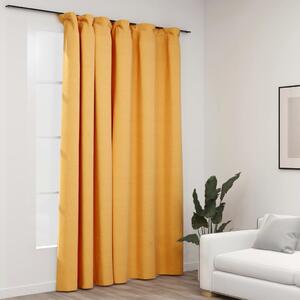 Linen-Look Blackout Curtain with Hooks Yellow 290x245 cm