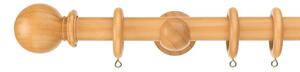 35mm Naturals Wood Pole With Ball Finial Natural Oak