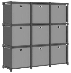 9-Cube Display Shelf with Boxes Black 103x30x107.5 cm Fabric