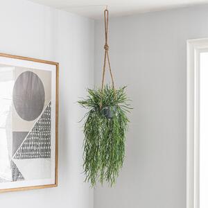 Artificial Trailing Grass in Hanging Grey Pot Green