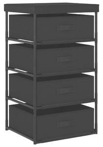 Storage Rack with 4 Fabric Baskets Steel Black