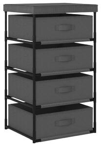 Storage Rack with 4 Fabric Baskets Steel Grey
