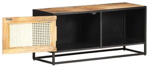 TV Cabinet 90x30x40 cm Rough Mango Wood and Natural Cane