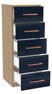 Fitted Bedroom Slab 5 Drawer Chest - Navy Blue