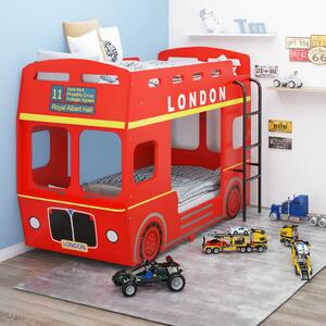 Bunk Bed London Bus Red MDF 90x200 cm