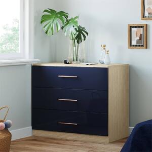 Fitted Bedroom Slab 3 Drawer Chest - Navy Blue
