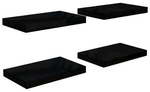 Floating Wall Shelves 4 pcs High Gloss Black 40x23x3.8 cm MDF