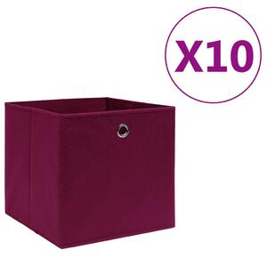 Storage Boxes 10 pcs Non-woven Fabric 28x28x28 cm Dark Red