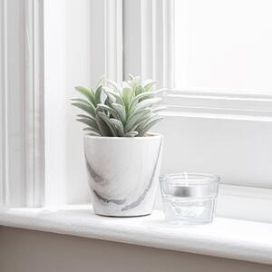 Artificial Succulent in Marble Pot Green/White