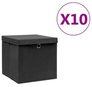 Storage Boxes with Covers 10 pcs 28x28x28 cm Black
