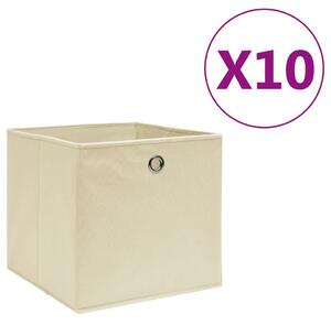 Storage Boxes 10 pcs Non-woven Fabric 28x28x28 cm Cream