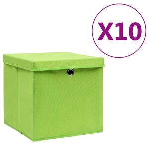 Storage Boxes with Covers 10 pcs 28x28x28 cm Green